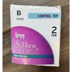 NIP Leggs Silken Mist 2 Pair Control Top Pantyhose Silky Sheer Leg B Nude Medium